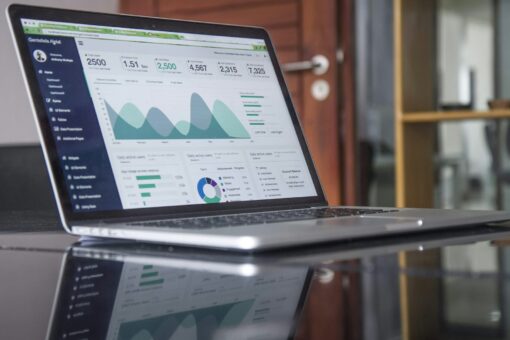 Website analytics dashboard on a laptop